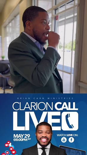 LIVE Clarion Call tonight May 29 at 8:00pm Eastern on YouTube & Facebook LIVE! Watch this powerful teaching the Lord has given me to share with you at 8pm EST (7pm CST)… #BrianCarn #ProphetBrianCarn #ClarionCall #WatchLIVE | Prophet Brian Carn