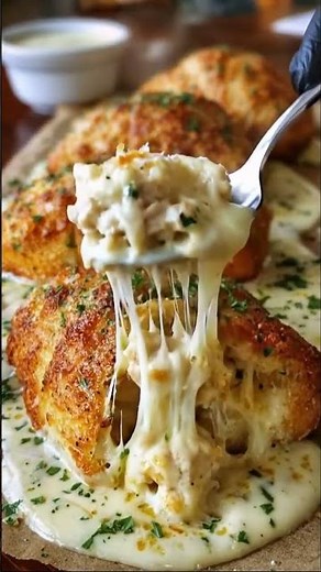 Chicken Pillows with Creamy Parmesan Sauce #youtubeshorts #food #bonnecuisine #explore #foodie