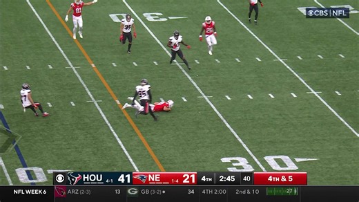 Drake Maye's juke-move run moves chains on fourth down vs. Texans