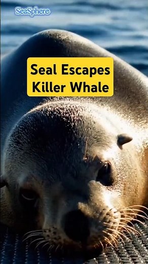 SEAL ESCAPES Killer Whale by Jumping Into Boat #shortvideo #oceanshorts #marinelife