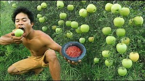 38K views · 746 reactions | 14-Survival in the forest - Eating apple with salt peppers delicious | Nice Food | Facebook