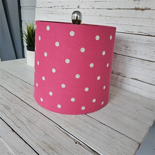 Bright Pink Polka Dot Lamp Shade: Complete With Harp and Finial - Etsy
