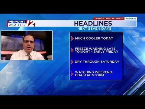 WPRI 12 Weather Forecast for 10/9/25: Cooler, dry today; freeze/frost tonight