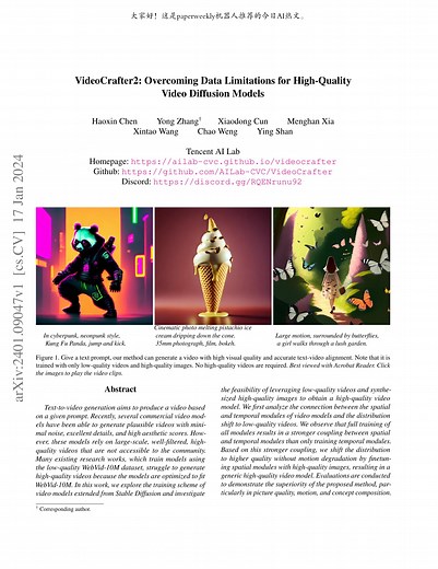 VideoCrafter2: Overcoming Data Limitations for High-Quality Video Diffusion Mode