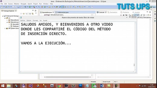 Código Metodo de Inserción Directa Java