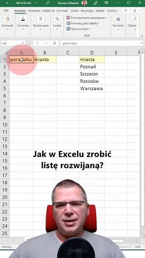 Jak w Excelu zrobić listy rozwijane? Lista rozwijana w Excelu to sprawdzanie poprawności danych. #microsoftexcel | Tomasz Urbanski.net.pl