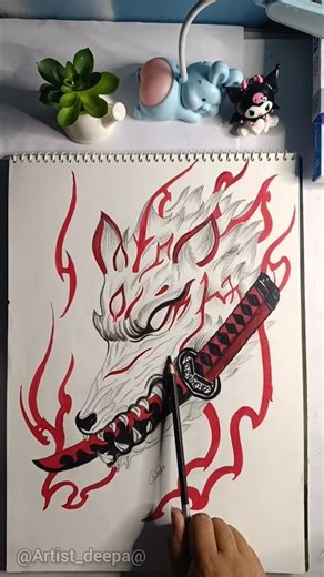 I made a wolf tattoo sketch |how to make tattoo#art #sketch #trending #artist #viral #fyp #shorts |