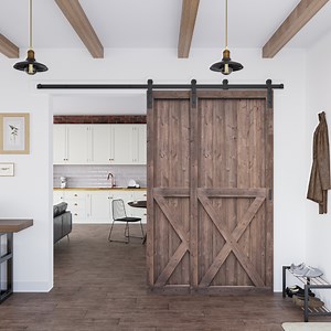 Low Profile Single-Track Bypass Barn Door Hardware Kit