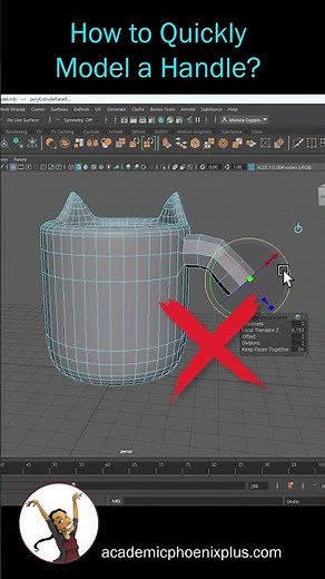 Quickly Model a Mug Handle | Extrude with a Curve #tutorial #3d #autodeskmaya