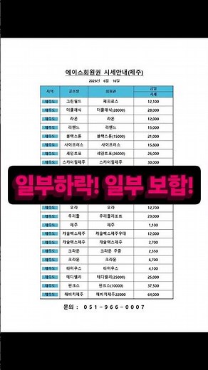 2026년 6월 16일에이스회원권 시황일부 하락! 일부 강세!!문의 : 051-966-0007www.acegolf.com#골프회원권 #회원권시세 #회원권 #회원권거래소 #통도CC