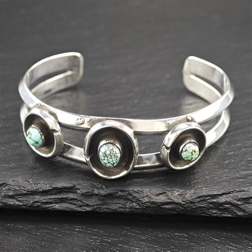 Native American Cuff Bracelet: Number Eight Turquoise - Sterling Silver 6 1/2" - Etsy