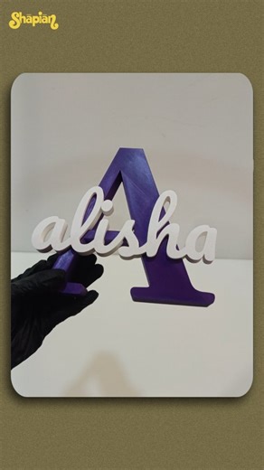 Shapian - 3D Printing Studio on Instagram: "Custom 3D Name Stand 💜 🔗 Link in Bio! 📦 For Bulk Inquiries, WhatsApp: +91 96016 21256 Customizable name stand, Personalized name stand, 3D printed name stand, Custom name decor, Name stand for home, Desk name stand, Tabletop name decor, Personalized gift item, Custom nameplate, Name stand for office, Home decor name stand, Modern name decor, Minimal name stand, Couple name stand, Kids name stand, Wedding name decor, Anniversary gift name stand, Birt