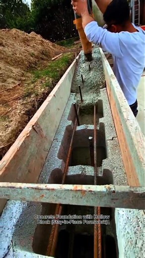 Modern Concrete Foundation Using Hollow Blocks & Rebar | Fast ICF Construction Method