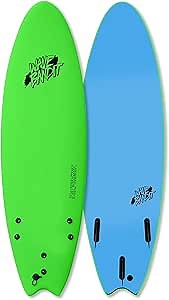 Wave Bandit Performer Tri Surfboard, Neon Green, 6'6"