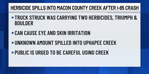 Herbicide spills into Macon County creek