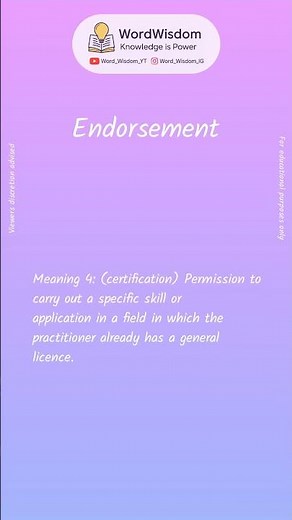 What does "Endorsement" mean? | English vocabulary shorts | #endorsement #wordwisdom