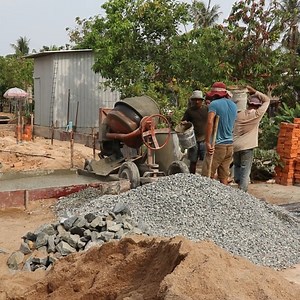 How to mix concrete in a mixer to build new house | DIY crafts PR