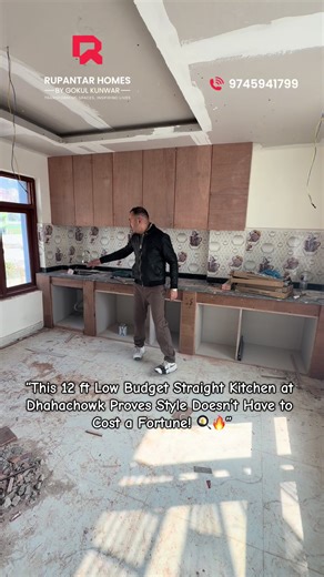 Low Budget 12 ft Straight Kitchen Design at Dhahachowk