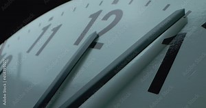 Wall Clock, Ticking Clock, Red Seconds Hand slowly Approaches 12. Static, Close Up, Slow Motion, Part 1 Stock Video