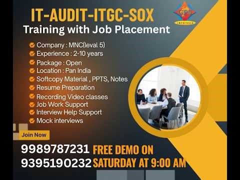 IT Audit | ITGC | SOC2 | SOX Compliance | IT Security Audit | Begginers to Exp| Placement Training