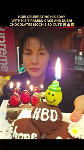 HOBI WITH HIS TIRAMISU CAKE AND HIS DUBAI CHOCO 😭🎂#jhope #live #weverse #update #youtubeshorts