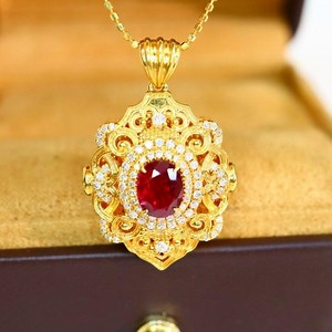 18K Solid Gold Natural Ruby Pendant/unique Pigeon Blood Ruby Floral Pendant Diamonds/art Deco Ruby Necklace/handmade Ruby Fine Jewelry Gift - Etsy