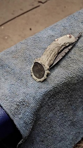 One of a kind friction folder finished up 🤘🏼 #turkeyrunknifeco #handmade #smallbusiness #grind #handcrafted #edc #fancy #antler #hunting #indian