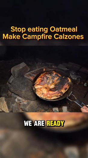 Brandon Farr on Instagram: "Stop eating oatmeal. 🛑 Make THIS instead. 👇 On Day 1 of our 8-day trip in the Boundary Waters, we were exhausted. We needed real food. Enter: The Campfire Calzone. 🥟🔥 The Simple Method: 1️⃣ Dough: Mix flour & water (no yeast needed!) until tacky. 2️⃣ Fill: Sautéed onions, mushrooms, pepperoni & loads of cheese. 3️⃣ Cook: Fold, seal tight, and bake in cast iron over the fire. The perfect comfort food for the backcountry. 🌲 📌 Save this post for your next camping t