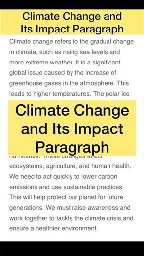 Climate Change and Its Impact Paragraph || Climate Change Paragraph || Climate change Impact
