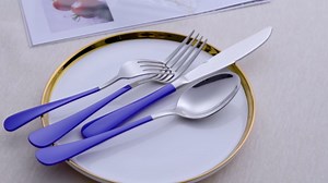 20-Piece Blue Silverware Set 18/0 Stainless Steel Silverware Set Blue Handle Cutlery Set Service for 4 Dinner Knives Forks Spoons Set Flatware Set Finish Dishwasher Safe