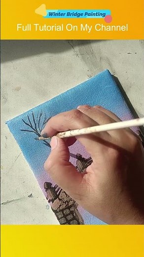 How to Paint a Winter Bridge Scene on a Mini Canvas | Easy Acrylic Tutorial