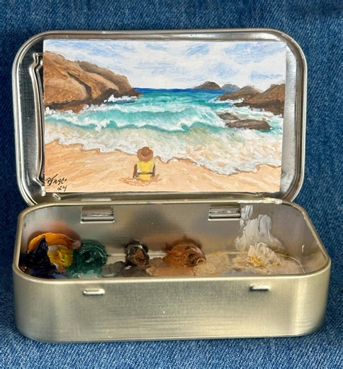 Oil Painting in Altoids Tin/beach Scene/original Artwork/ Miniature Painting/ocean Art - Etsy