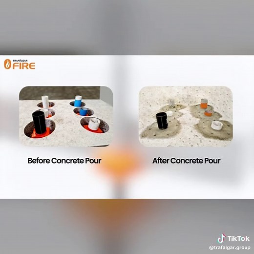 Fire collars are used to protect openings where service penetrations pass through fire barriers. Trafalgar Fire provides a wide range of high-performance cast-in fire collar systems for a variety of applications that have been fire tested to AS1530.4 2014, attaining FRL’s of up to -240/240! Watch the full video via the link in our bio 🔗 #TrustTrafalgar #FireProtection #PassiveFireProtection #FireBarrier #ComplianceManagement #SafetyStandards #TrafalgarFire #TrafalgarGroup #SafetyFirst #Industry