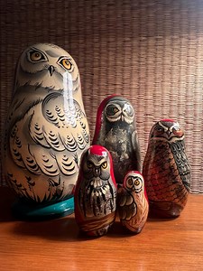 Estate-kept Russian Owl Nesting Dolls | Hand Painted Matryoshka Set - Etsy UK