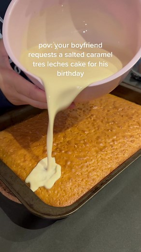 Birthday Cake Ideas: Salted Caramel Tres Leches Cake for Boyfriend