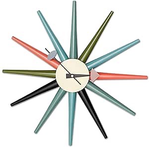 Multicolor-Round Wood Sun Wall Clock for Decoration Kitchen Wall Art Clock 19"