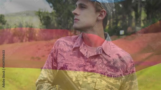 Zooming camera revealing soldier adjusting rifle in training, initiating animated map guiding scan