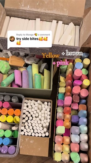Replying to @Mango 🥭 Yellow jumbo pink crayola brown crayola #ASMR #candy #cupcut #chalk #mukbang