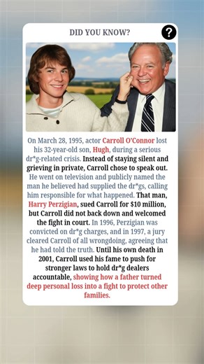 Chandan Pandey on Instagram: "A Father’s Fight For Accountability:- On March 28, 1995, actor Carroll O’Connor lost his 32 year old son, Hugh, during a serious d*ug related crisis. Instead of staying silent and grieving in private, Carroll chose to speak out. He went on television and publicly named the man he believed had supplied the d*ugs, saying he was responsible for what happened. That man, Harry Perzigian, sued Carroll for 10 million dollars. Carroll did not back down and welcomed the figh