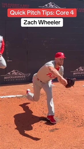 🔥 Zack Wheeler | Philadelphia Phillies 🔥 Zach Wheeler goes Core 4 during a pre-game bullpen 👇 1️⃣ Knee to Glove Smooth, controlled lift that sets his direction early and keeps his tempo consistent. 2️⃣ Hip to Home Hips lead the delivery, sending energy down the mound and helping him create momentum. 3️⃣ Land, Then Throw Hips fire → Foot strike → shoulders follow. This sequencing improves efficiency, health, velocity and command. 4️⃣ Eyes Level Drag the Back Foot Through Release Eyes stay leve
