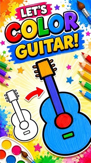 Draw and color a guitar 🎸 #colourful #sketchart #drawing #art #draw #color #sketch