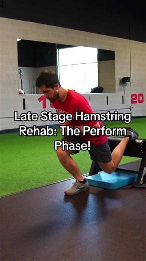 Late Stage Hamstring Rehab: The Perform Phase! These drills require deceleration from a rapid downward acceleration. We are now adding an element of rate to the controlled eccentrics we have been utilizing. For hamstring specific drills, this is training the muscle to be comfortable lengthening at rate with a quick and controlled deceleration and reversal as needed in sprinting. These are some exercises you would see here at Rehab 2 Perform, during the later stage of hamstring rehab. If you have