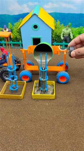 😱 Real Working Mini Tractor Making Cement Pillar | Amazing DIY Construction Machine 🚜 #shorts