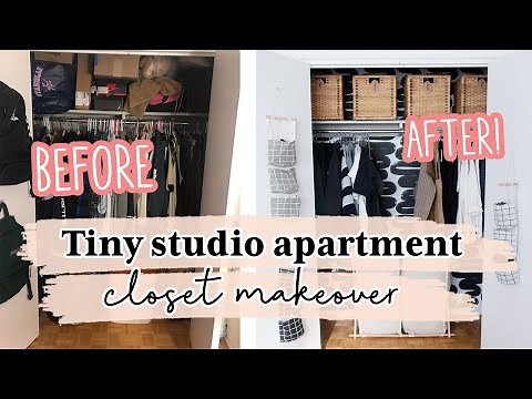 DIY SMALL CLOSET MAKEOVER | How to makeover a small studio apartment closet