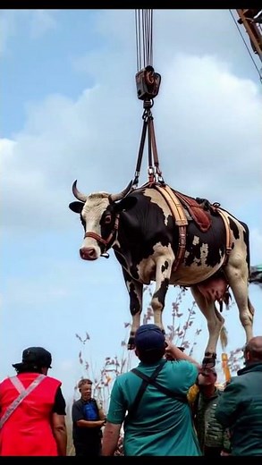 Dramatic Cow Airlift Rescue Stuns Onlookers | Amazing Animal Save