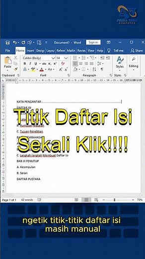 STOP KETIK TITIK-TITIK MANUAL! 🛑 Trik Daftar Isi Rapi (Day 6) #tutorialword #microsoftword
