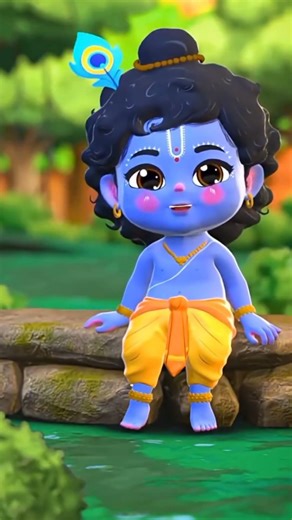 Little Krishna Magic 💙 | Cute Bal Krishna Animation by blooladdu 🪶✨