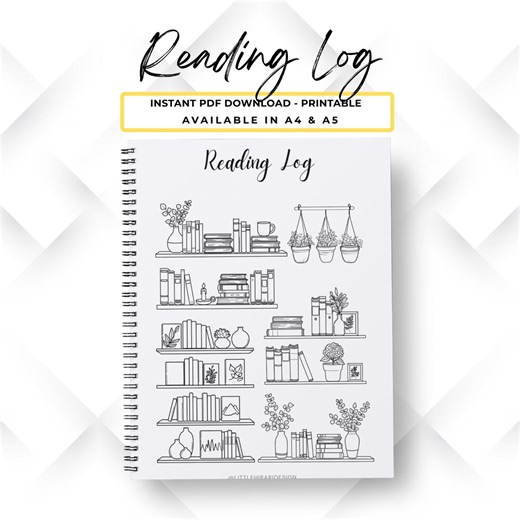 Reading Log Printable Journal Pages - Book Tracker - Reading Challenge - Reading Planner - Book Log - Dots and No Dots - A5 & A4 Size - Etsy