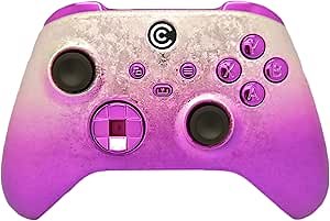 Custom Controllerzz Designer Series Custom Wireless Controller for Xbox Series X/S, Xbox One, & PC - Multiple Designs Available (Icy Pink W/Purple Chrome Inserts)