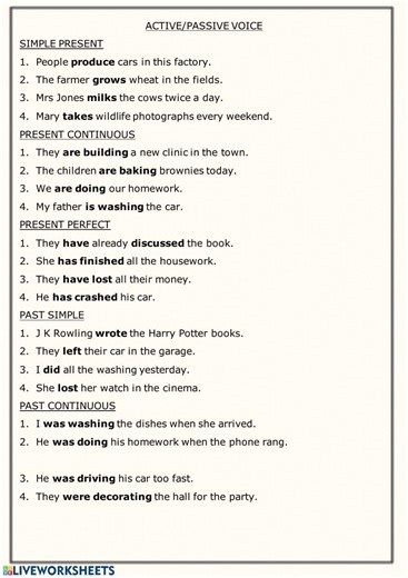 Passive and Active Voice worksheet
